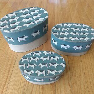 Vintage Nesting Shaker Boxes Hand Painted Cows Country Farmhouse Decor